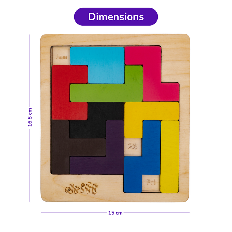 Drift Weekday Calendar Puzzle dimensions