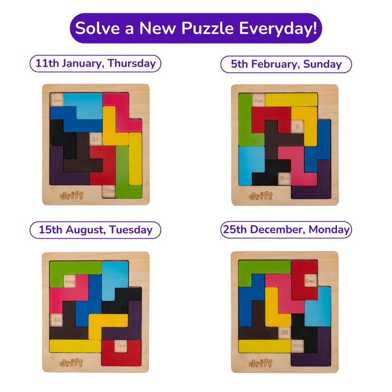 Drift Weekday Calendar Puzzle multiple date solutions solve a new puzzle everyday