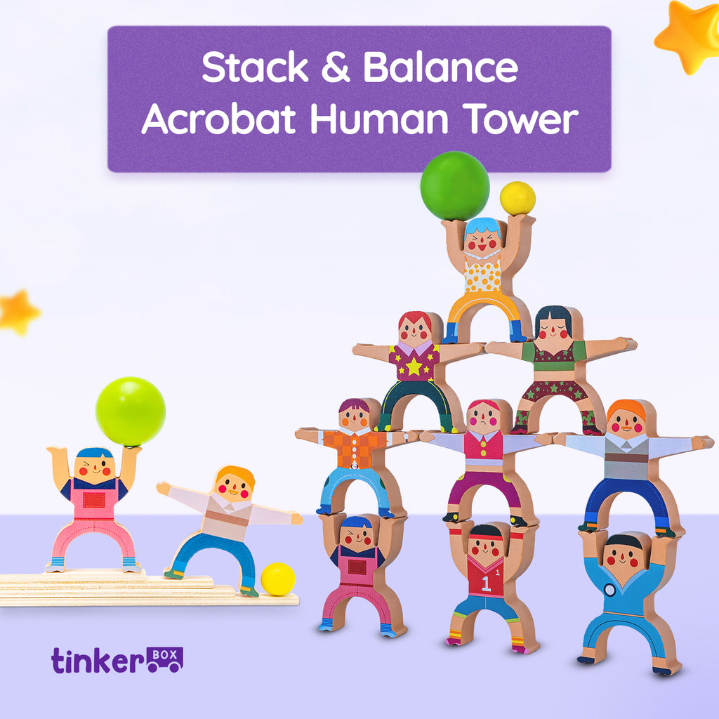 Cartoon Human Stack Stack Balance Human Tower Game - Tinkerbox - Cube Lelo