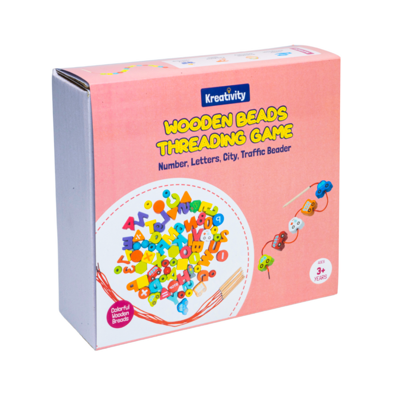 Wooden Beads Threading Game - Numbers, Letters, City Traffic