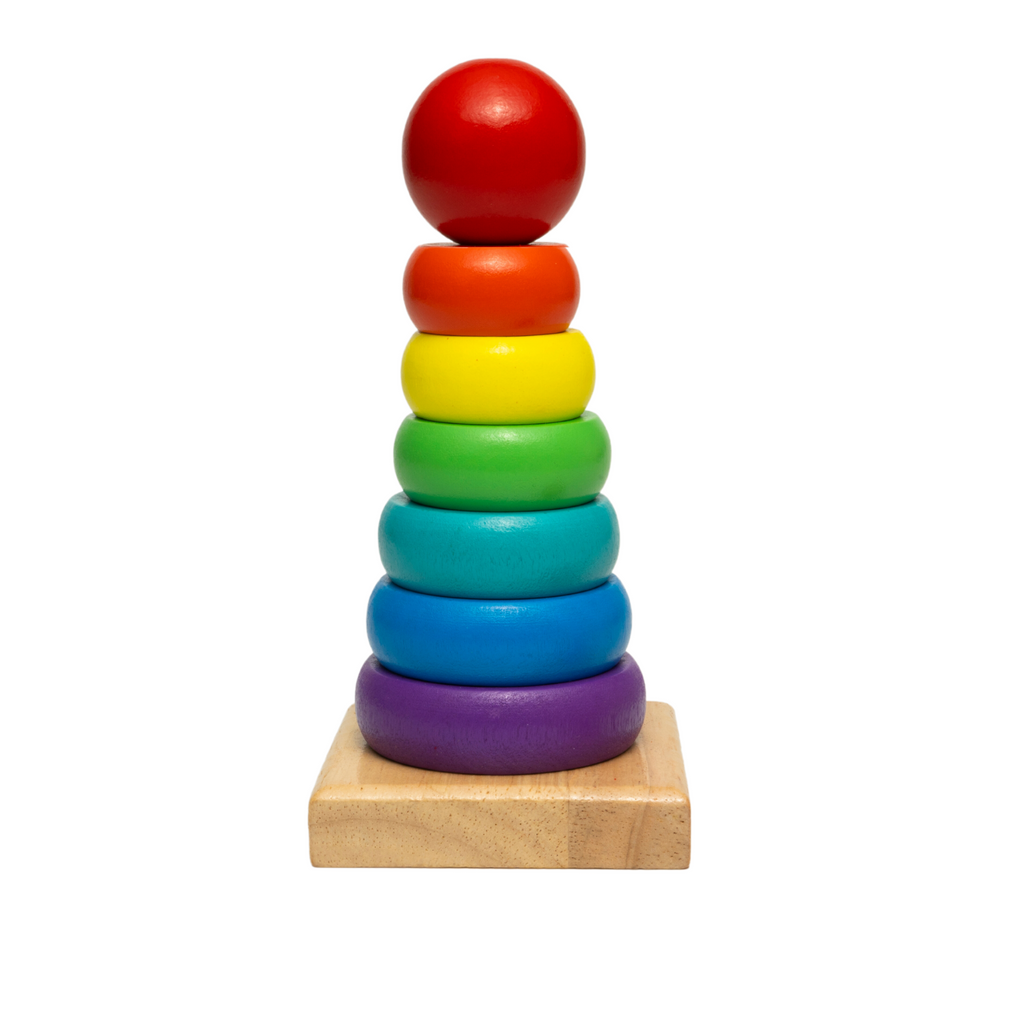 Stack Rings Puzzle Buy Wooden Rings Stacking Tower | 7 Rings Puzzle Toy | Cube Lelo