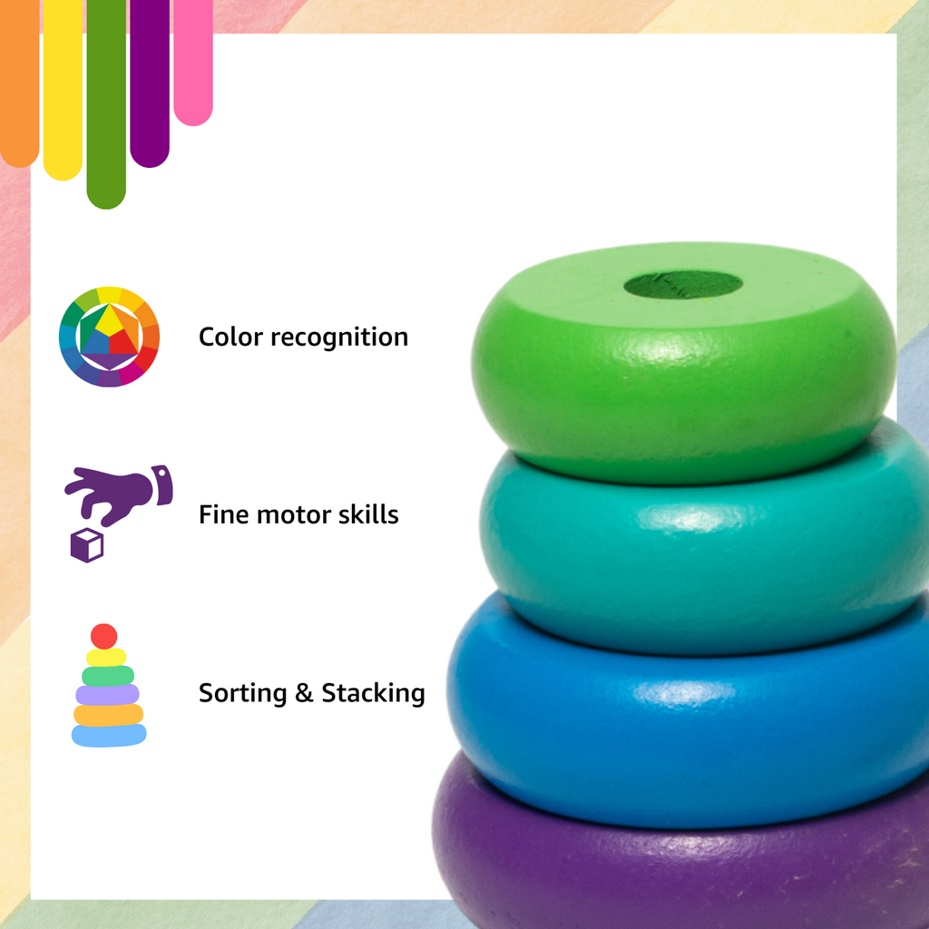 Cube Stackable Rings Buy Wooden Rings Stacking Tower | 7 Rings Puzzle Toy | Cube Lelo