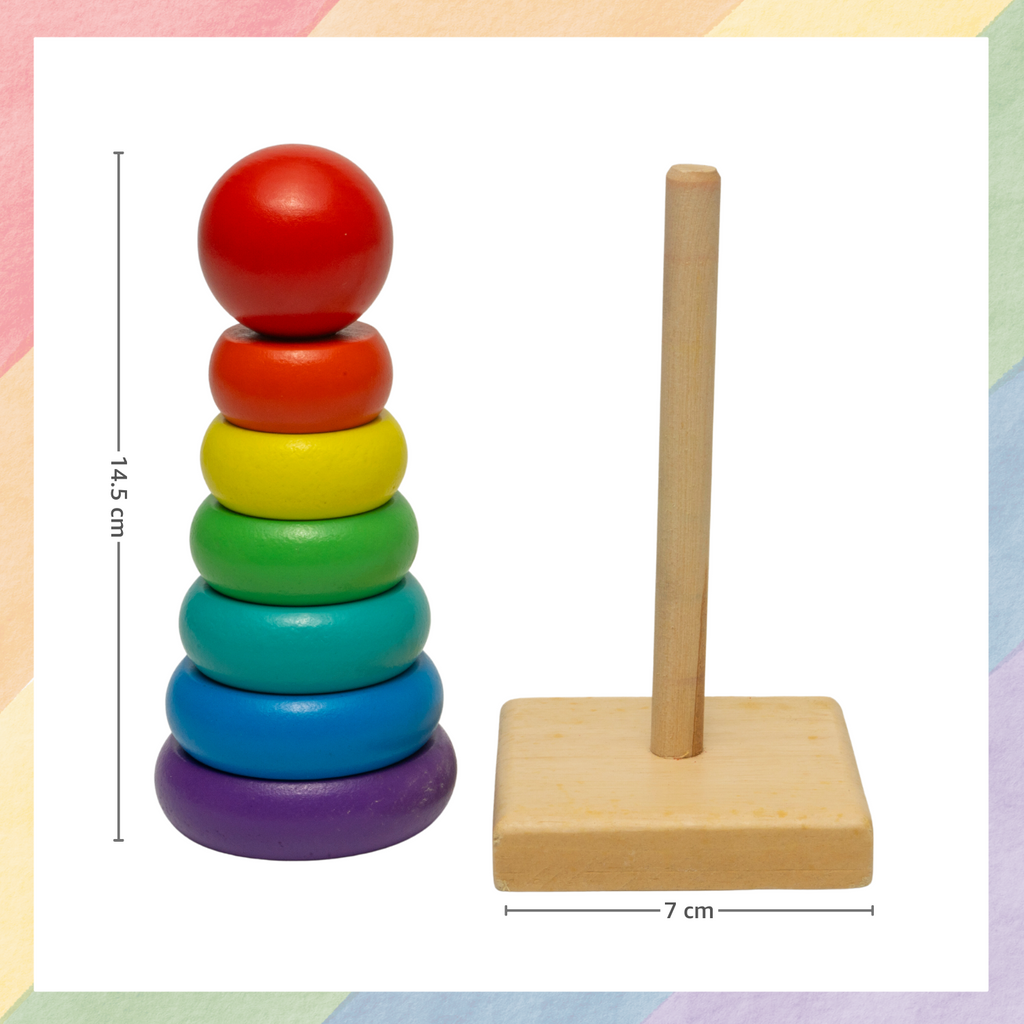 Stack Rings Puzzle Buy Wooden Rings Stacking Tower | 7 Rings Puzzle Toy | Cube Lelo