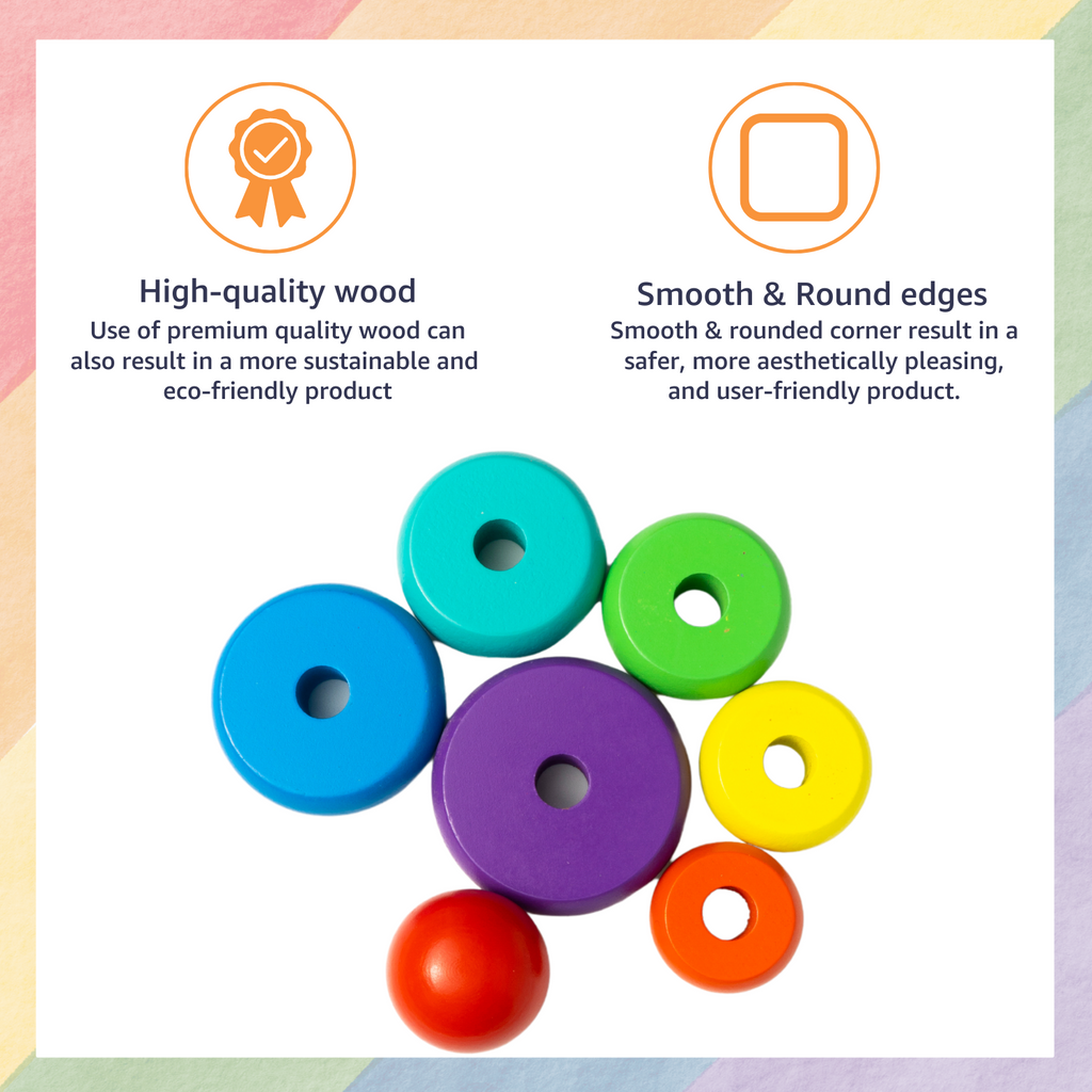 Buy Wooden Rings Stacking Tower | 7 Rings Puzzle Toy | Cube Lelo