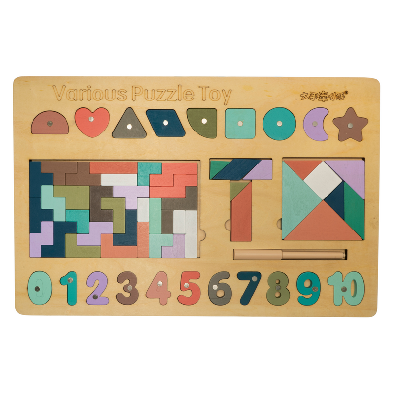 5-in-1 Wooden Puzzle Board