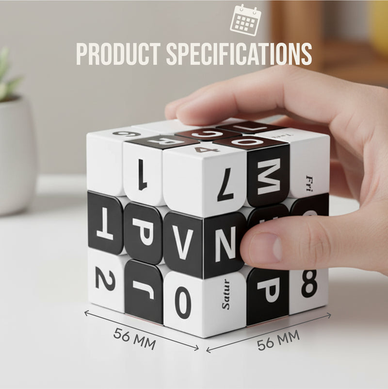 Calendar Cube 3×3 — Full UV-Printed Perpetual Date Puzzle