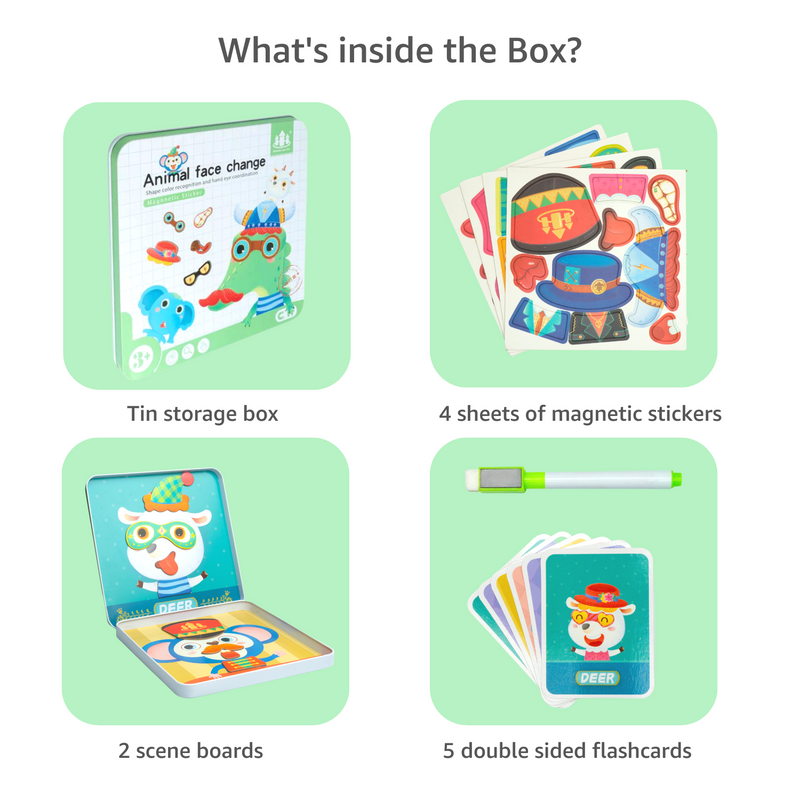 Montessori Fun Magnetic Sticker Game with Tin Storage Box