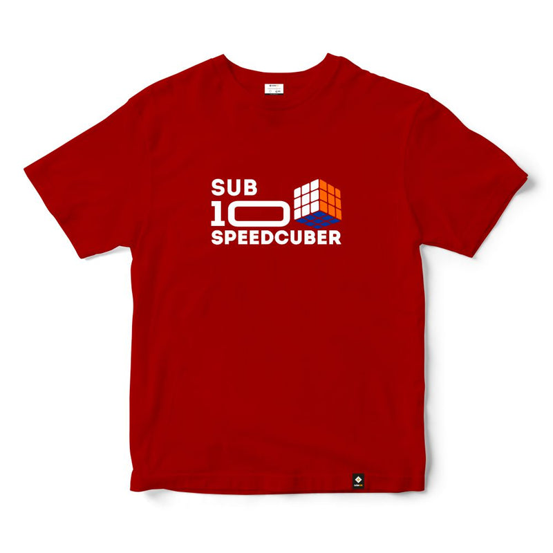 CubeInk Sub 10 Speedcuber T-Shirt-Red-Cubelelo